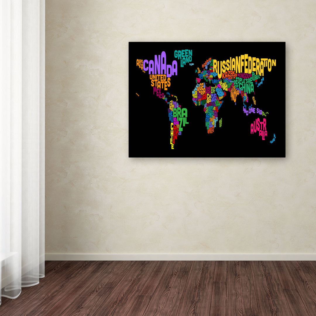 Michael Tompsett World Text Map 4 Canvas Art 16 x 24 Image 3