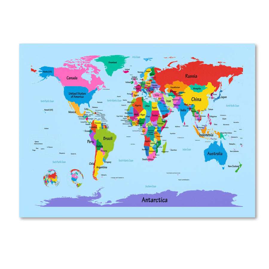 Michael Tompsett Childrens World Map Canvas Art 16 x 24 Image 1