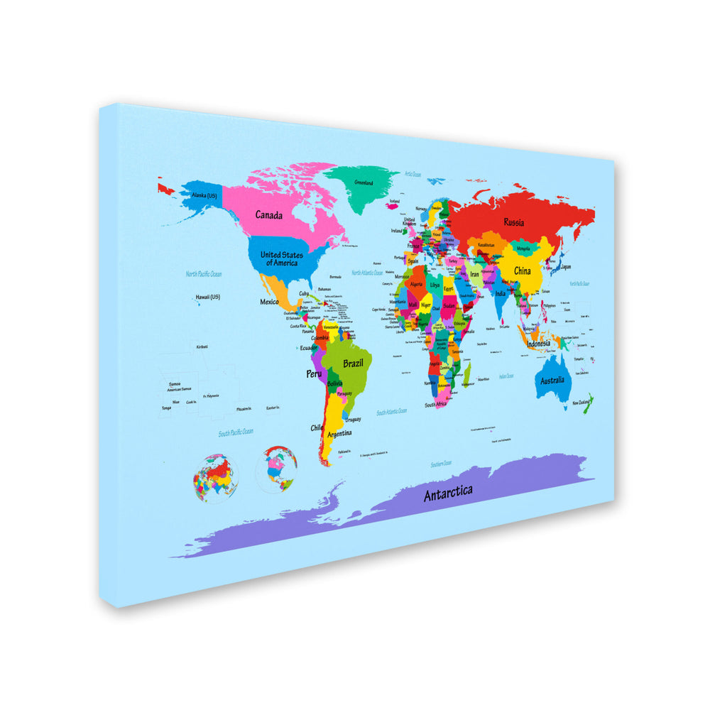Michael Tompsett Childrens World Map Canvas Art 16 x 24 Image 2