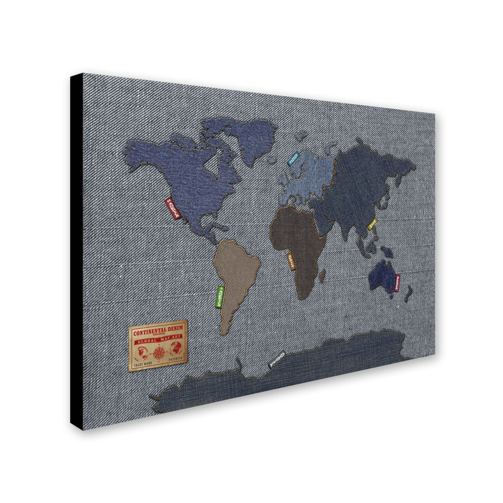Michael Tompsett Denim World Map Canvas Art 16 x 24 Image 2