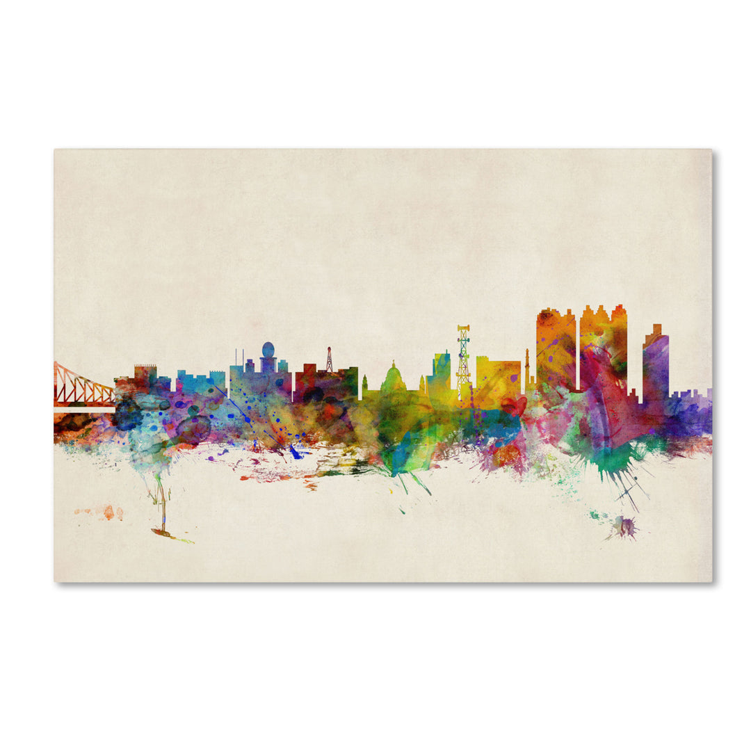 Michael Tompsett Calcutta Watercolor Skyline Canvas Art 16 x 24 Image 1