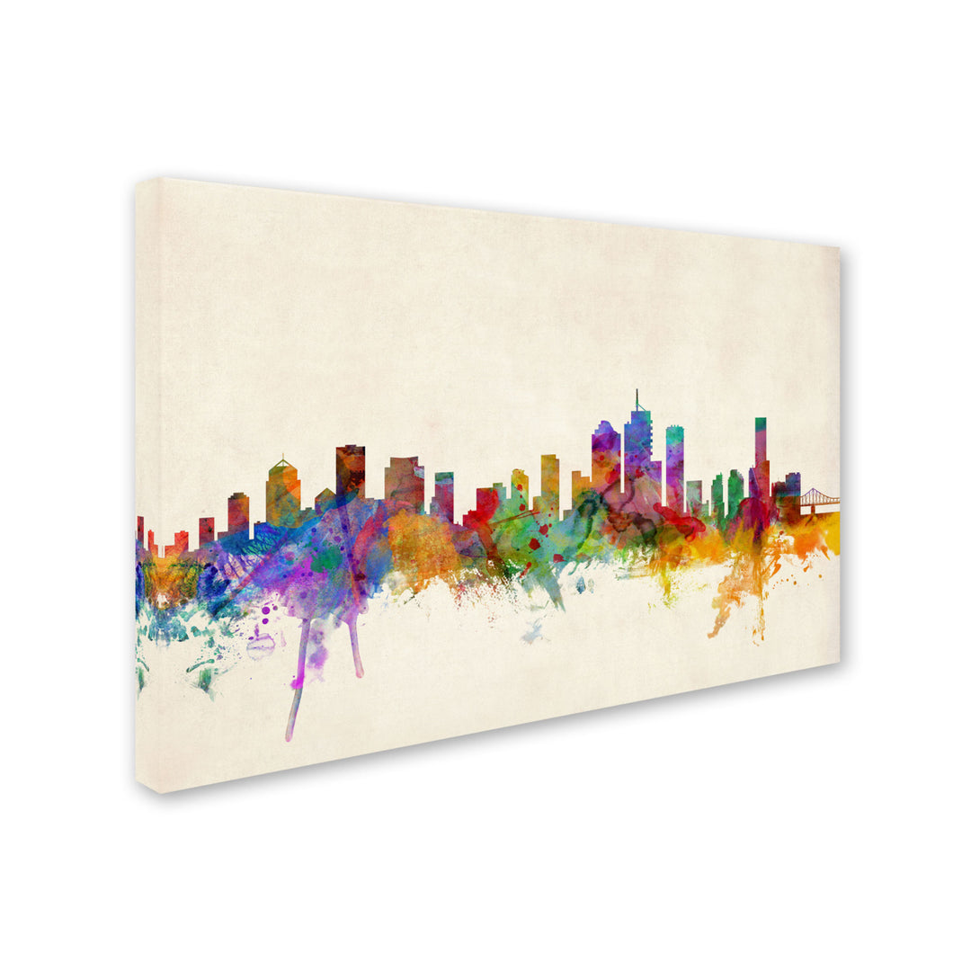 Michael Tompsett Brisbane Watercolor Skyline Canvas Art 16 x 24 Image 2