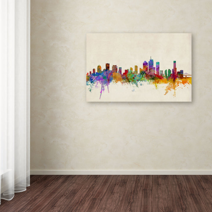 Michael Tompsett Brisbane Watercolor Skyline Canvas Art 16 x 24 Image 3