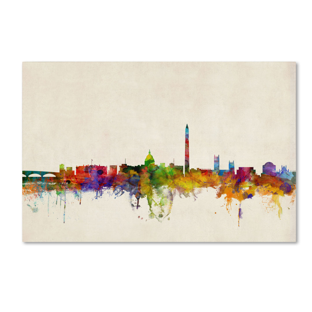 Michael Tompsett Washington Watercolor Skyline Canvas Art 16 x 24 Image 1