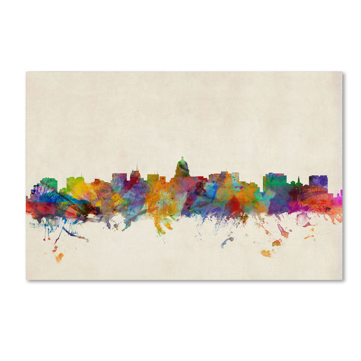 Michael Tompsett Madison Watercolor Skyline Canvas Art 16 x 24 Image 1