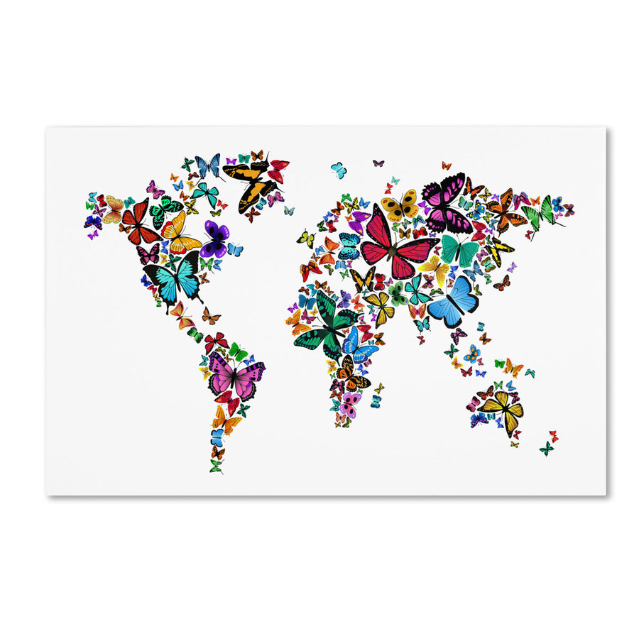 Michael Tompsett Butterflies Map of the World Canvas Art 16 x 24 Image 1