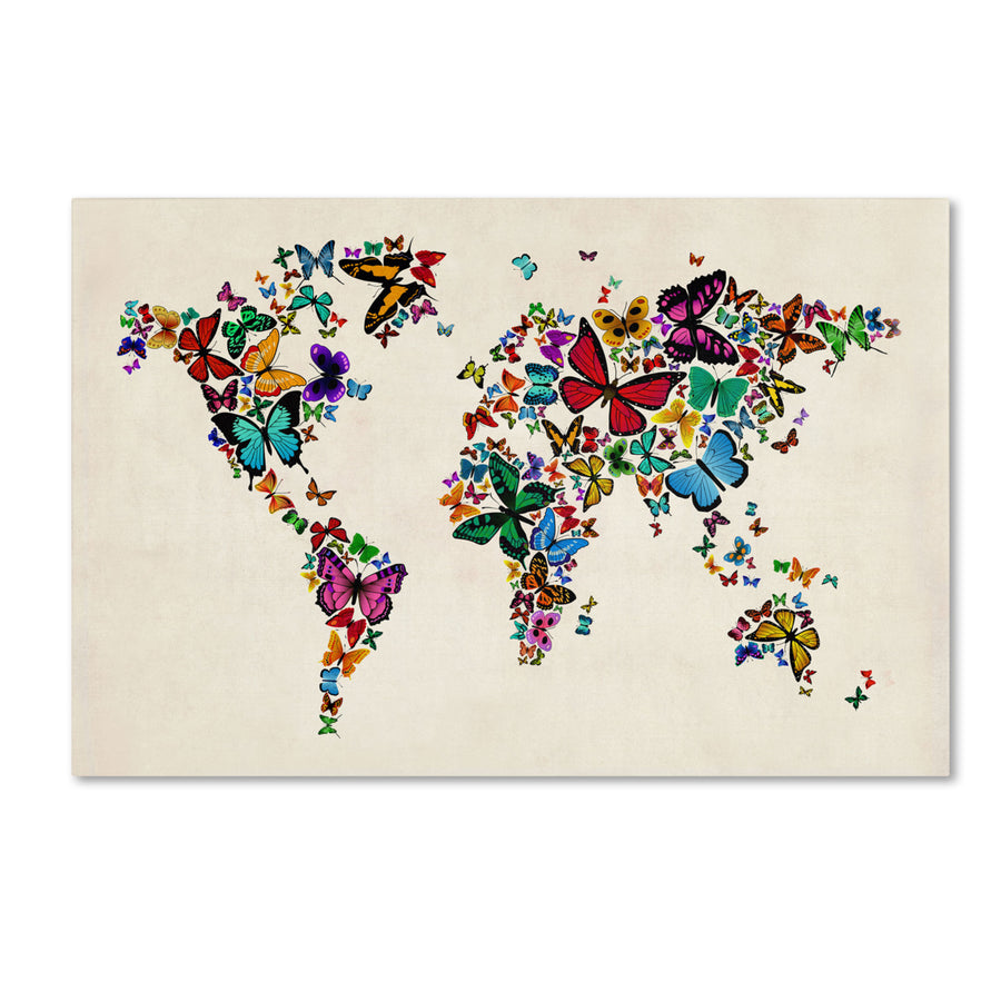 Michael Tompsett Butterflies Map of the World II Canvas Art 16 x 24 Image 1