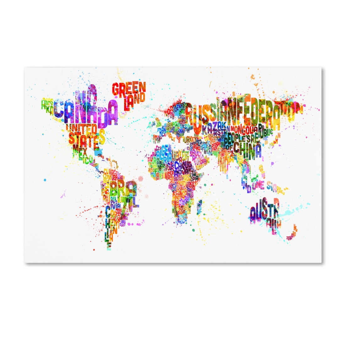 Michael Tompsett Text Map of the World III Canvas Art 16 x 24 Image 1