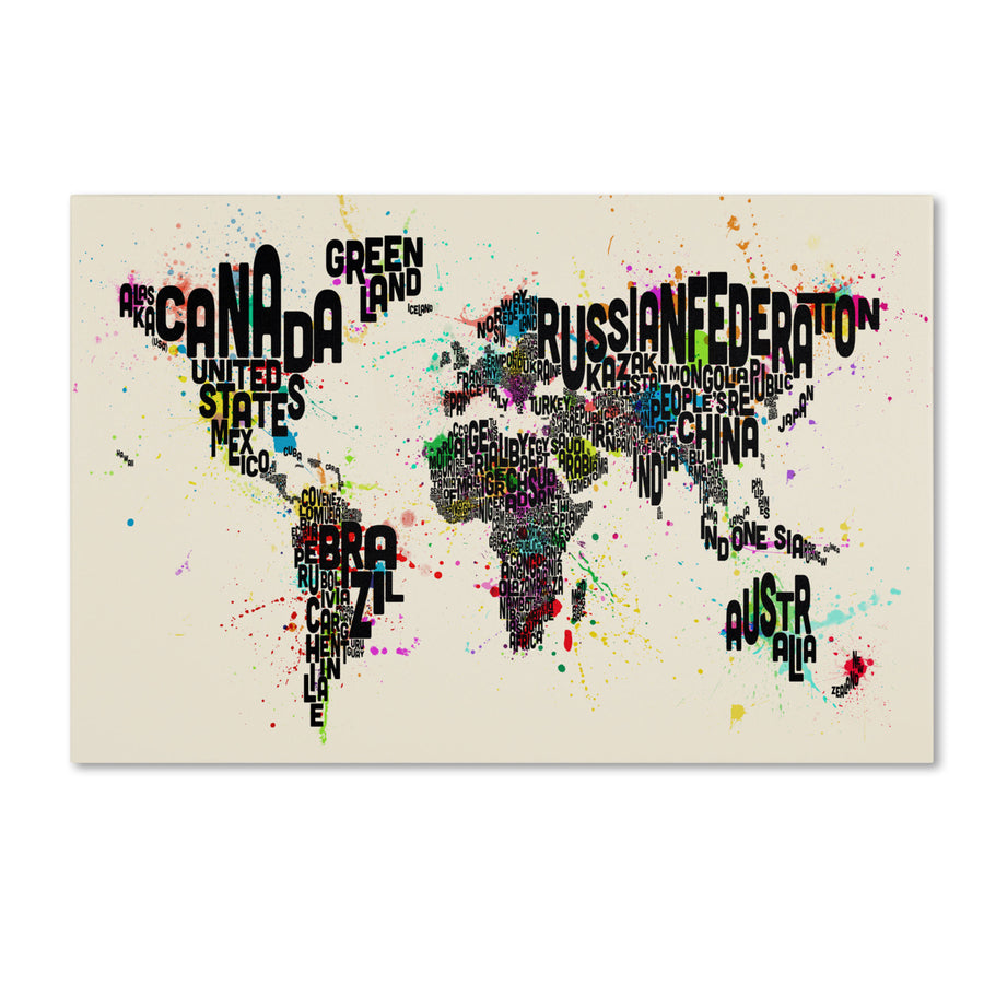Michael Tompsett Text Map of the World IV Canvas Art 16 x 24 Image 1