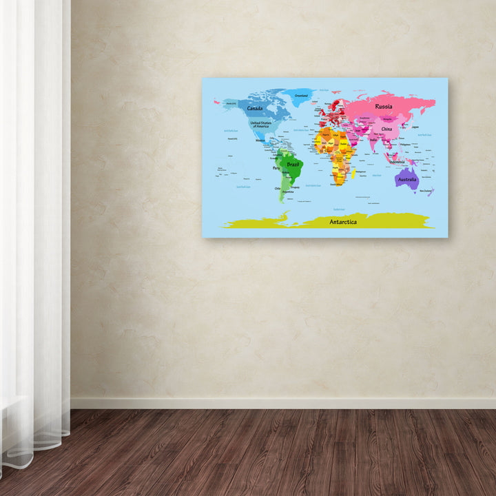 Michael Tompsett World Map for Kids Canvas Art 16 x 24 Image 3