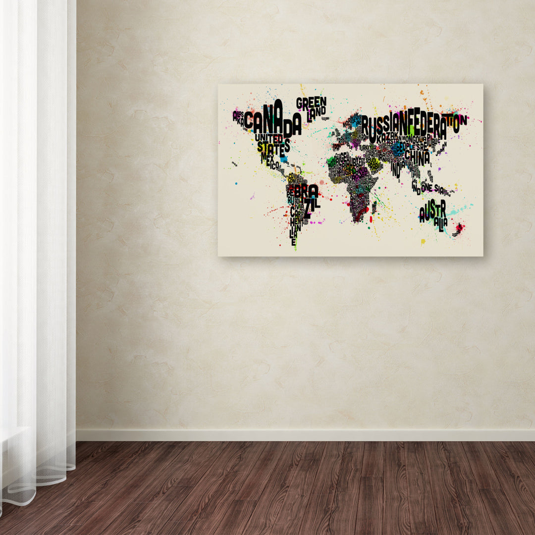 Michael Tompsett Text Map of the World IV Canvas Art 16 x 24 Image 3