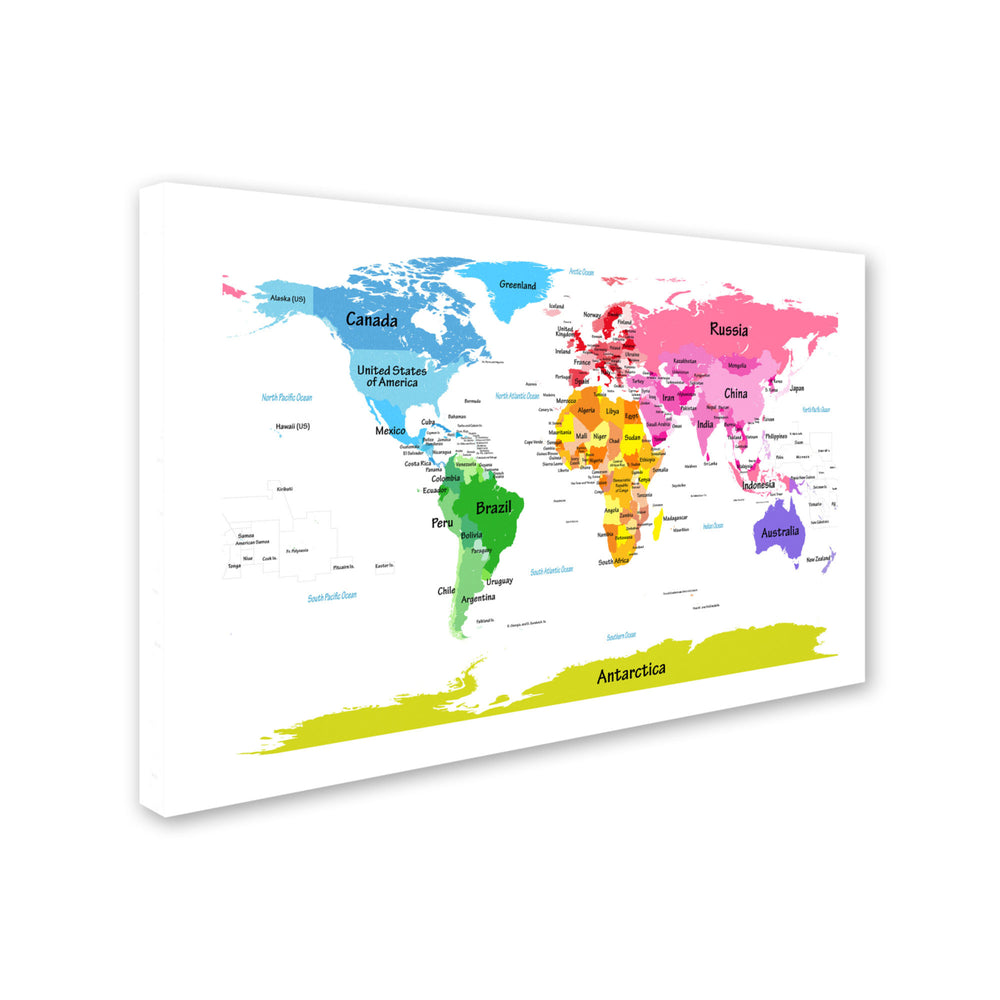 Michael Tompsett World Map for Kids II Canvas Art 16 x 24 Image 2