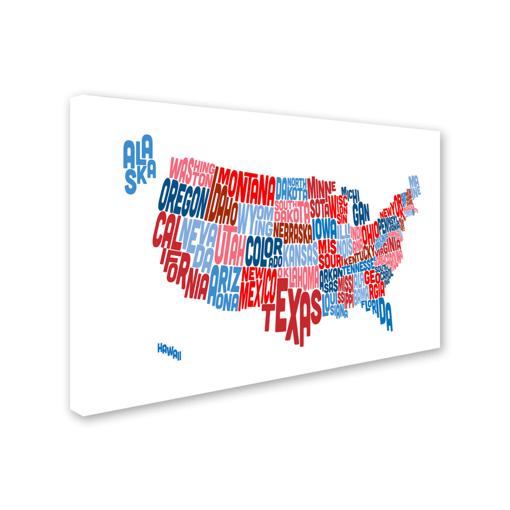 Michael Tompsett United States Typography Text Map Canvas Art 16 x 24 Image 2