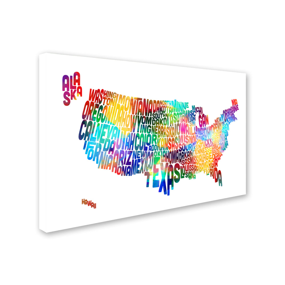 Michael Tompsett United States Typography Text Map 2 Canvas Art 16 x 24 Image 2