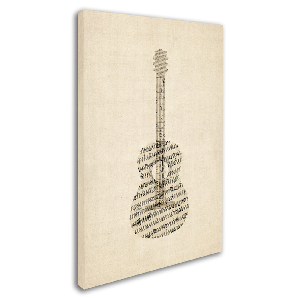 Michael Tompsett Acoustic Guitar Old Sheet Music Canvas Art 16 x 24 Image 2