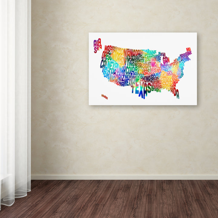 Michael Tompsett United States Typography Text Map 2 Canvas Art 16 x 24 Image 3