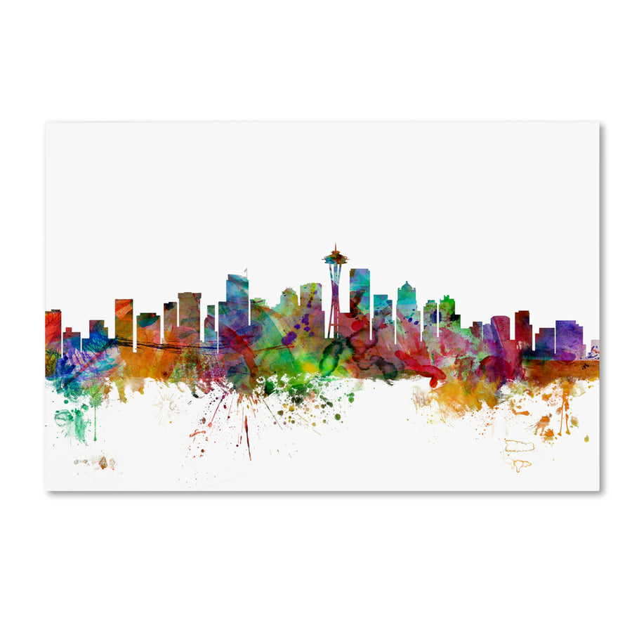 Michael Tompsett Seattle Washington Skyline Canvas Art 16 x 24 Image 1
