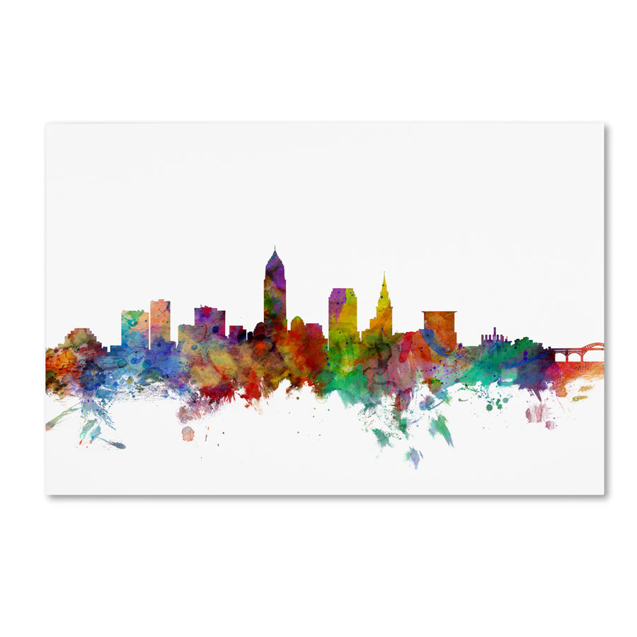 Michael Tompsett Cleveland Ohio Skyline Canvas Art 16 x 24 Image 1