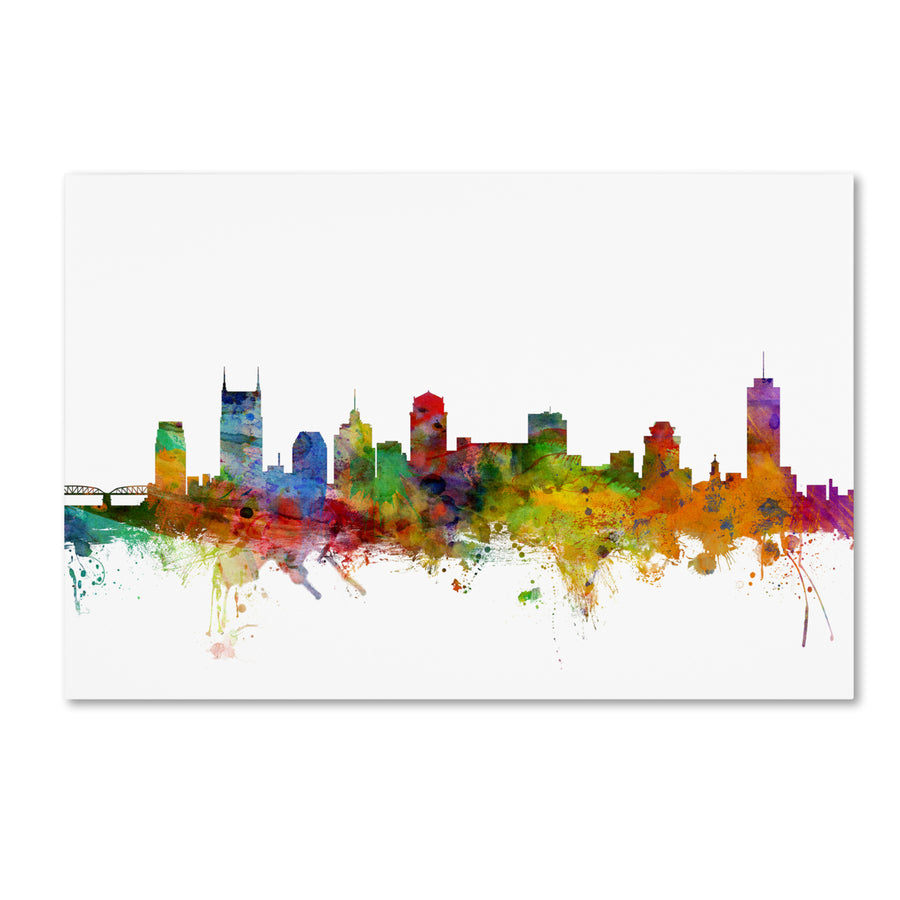 Michael Tompsett Nashville Tennessee Skyline Canvas Art 16 x 24 Image 1