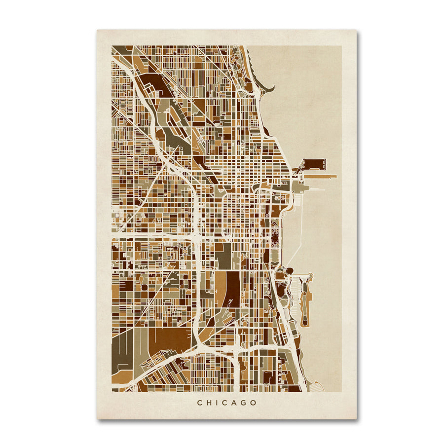 Michael Tompsett Chicago City Street Map Canvas Art 16 x 24 Image 1