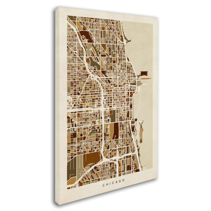 Michael Tompsett Chicago City Street Map Canvas Art 16 x 24 Image 2