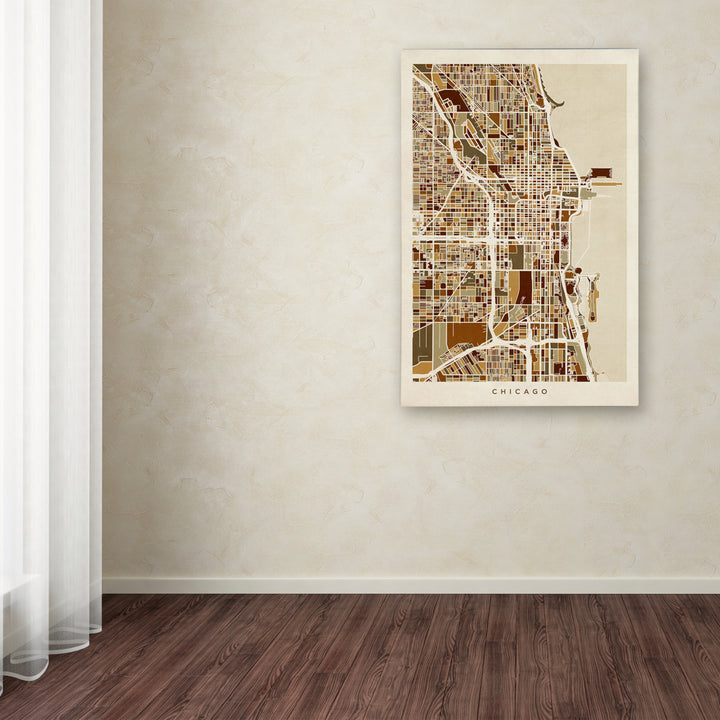 Michael Tompsett Chicago City Street Map Canvas Art 16 x 24 Image 3