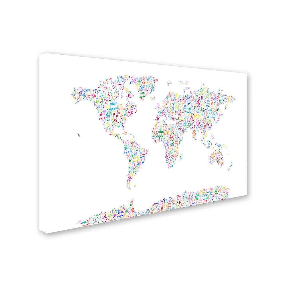 Michael Tompsett Music Notes Map of the World Canvas Art 16 x 24 Image 2