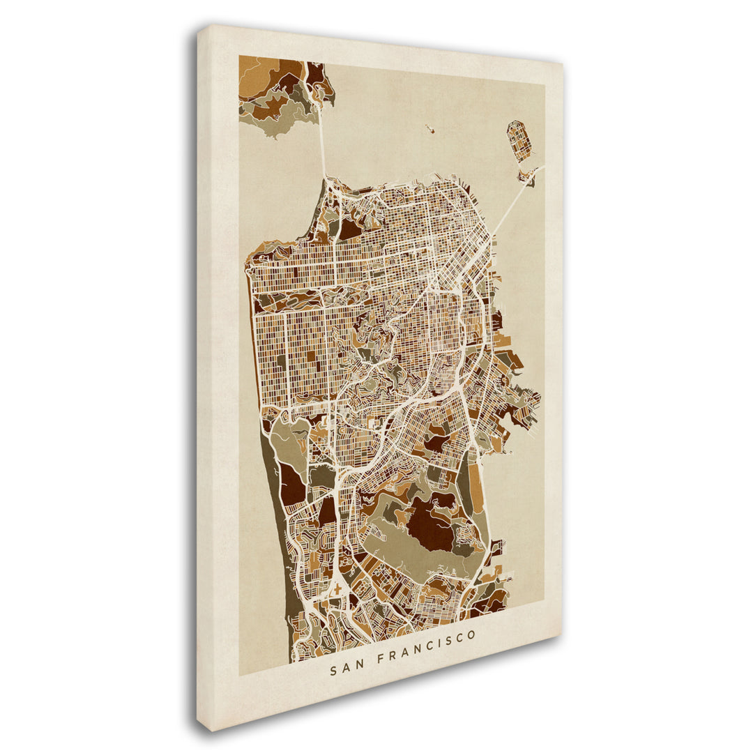 Michael Tompsett San Francisco City Street Map Canvas Art 16 x 24 Image 2