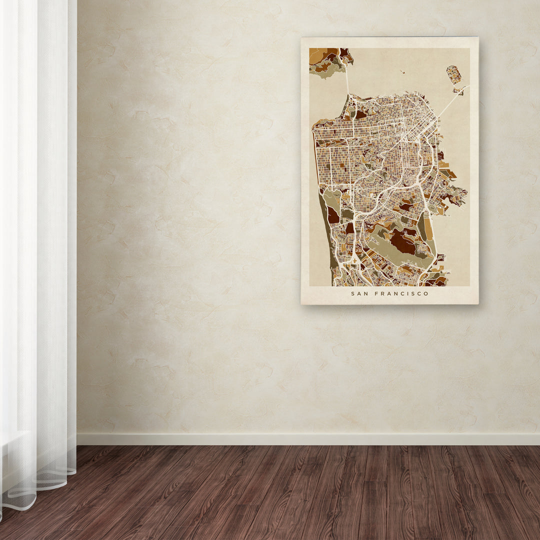 Michael Tompsett San Francisco City Street Map Canvas Art 16 x 24 Image 3