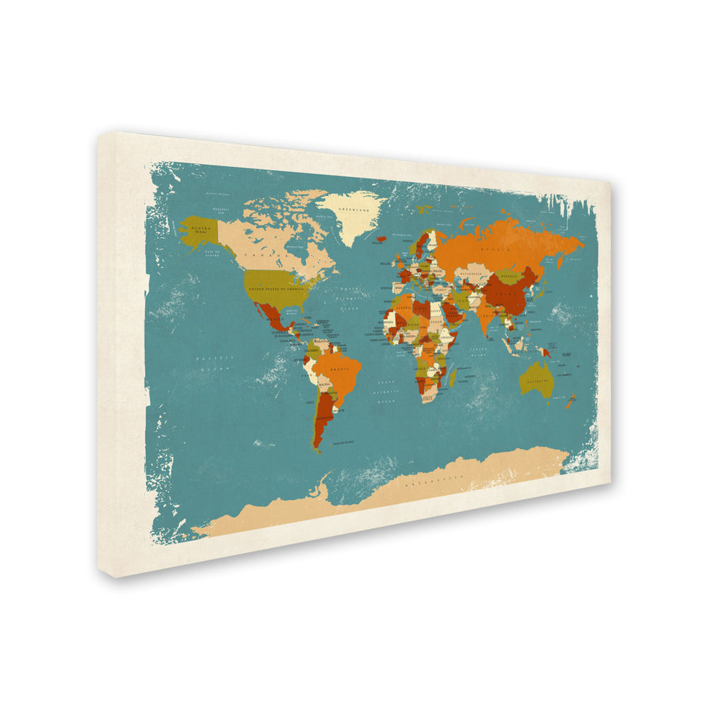 Michael Tompsett Retro Political Map of the World 3 Canvas Art 16 x 24 Image 2