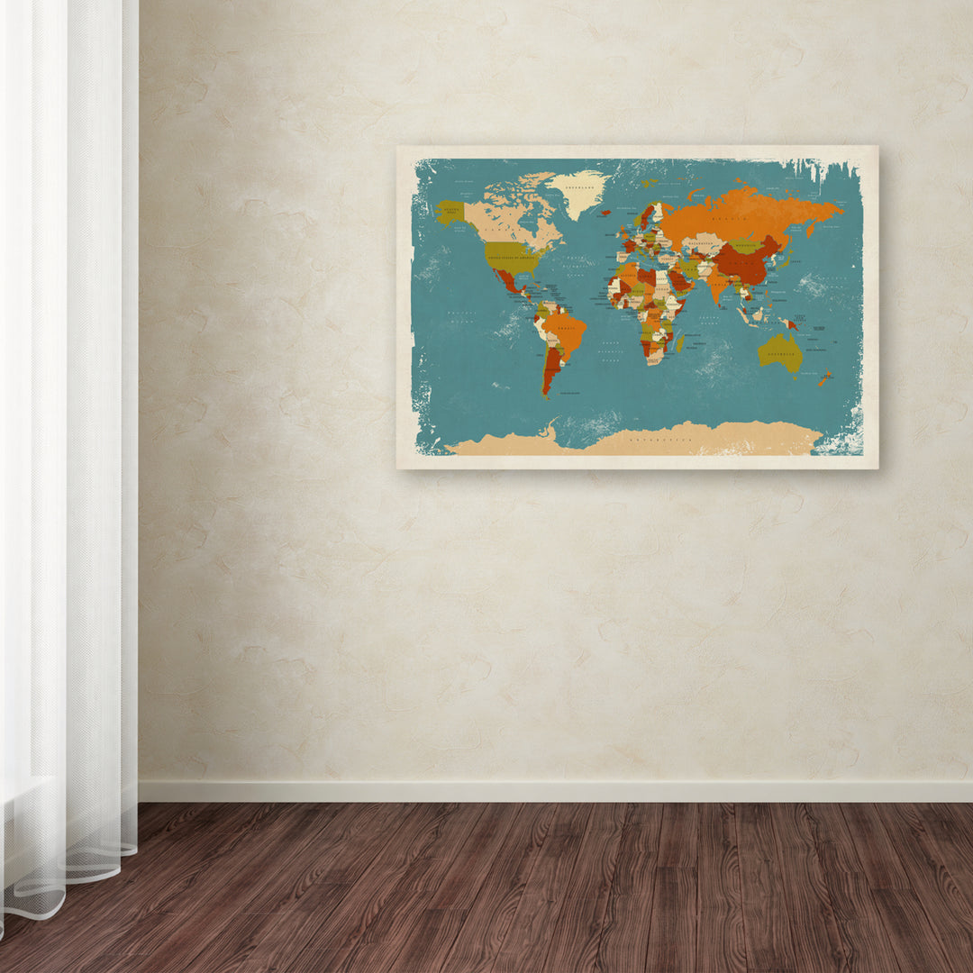 Michael Tompsett Retro Political Map of the World 3 Canvas Art 16 x 24 Image 3