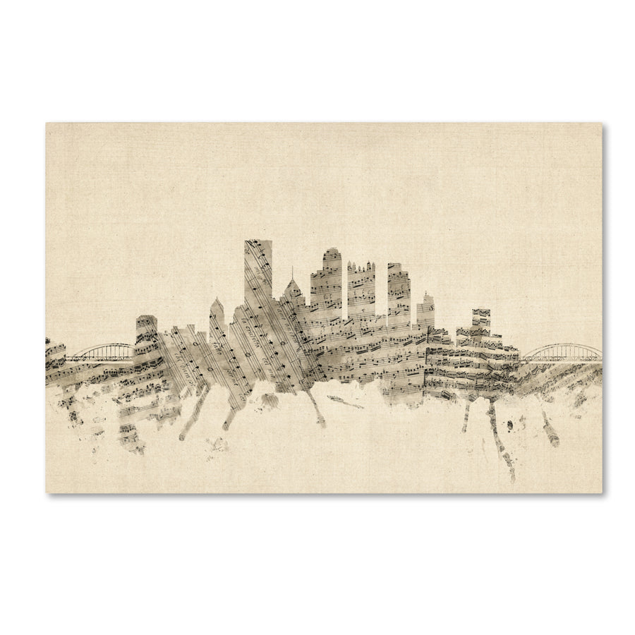 Michael Tompsett Pittsburgh Skyline Sheet Music II Canvas Art 16 x 24 Image 1