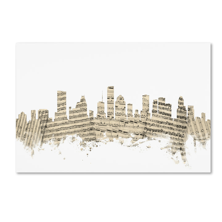 Michael Tompsett Houston Skyline Sheet Music II Canvas Art 16 x 24 Image 1