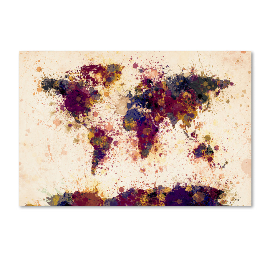 Michael Tompsett World Map Paint Splashes 2 Canvas Art 16 x 24 Image 1