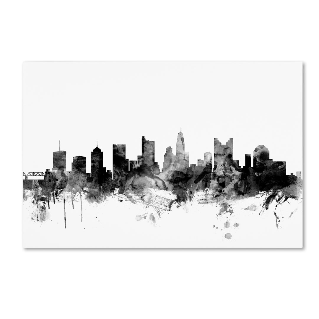 Michael Tompsett Columbus Ohio Skyline BandW Canvas Art 16 x 24 Image 1