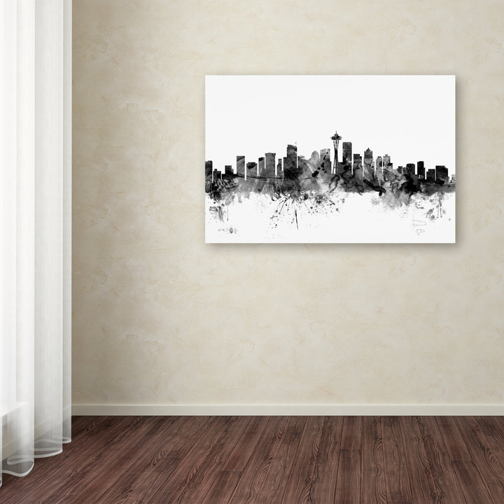 Michael Tompsett Seattle Washington Skyline BandW Canvas Art 16 x 24 Image 3