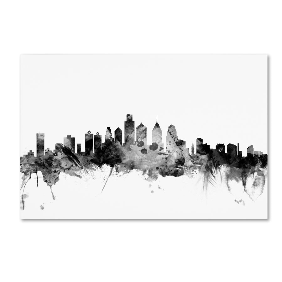 Michael Tompsett Philadelphia PA Skyline BandW Canvas Art 16 x 24 Image 1