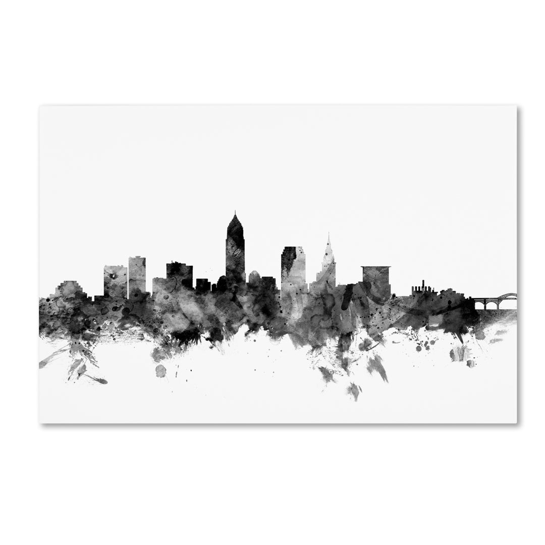 Michael Tompsett Cleveland Ohio Skyline BandW Canvas Art 16 x 24 Image 1