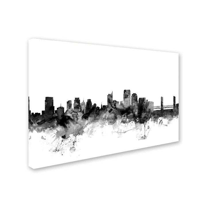 Michael Tompsett Sacramento CA Skyline BandW Canvas Art 16 x 24 Image 2