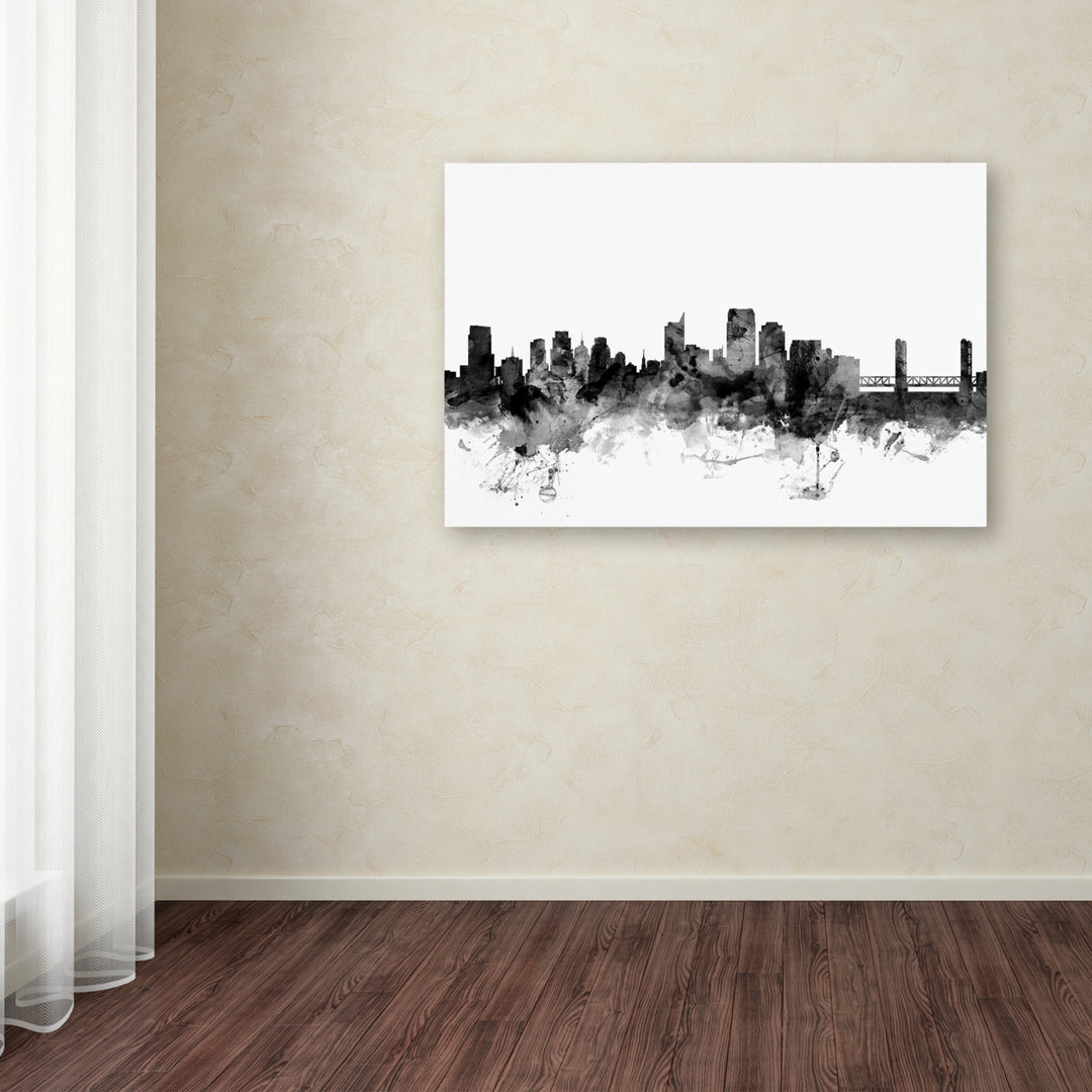 Michael Tompsett Sacramento CA Skyline BandW Canvas Art 16 x 24 Image 3