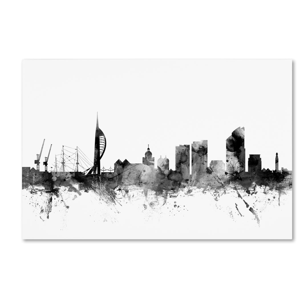 Michael Tompsett Portsmouth England Skyline BandW Canvas Art 16 x 24 Image 1