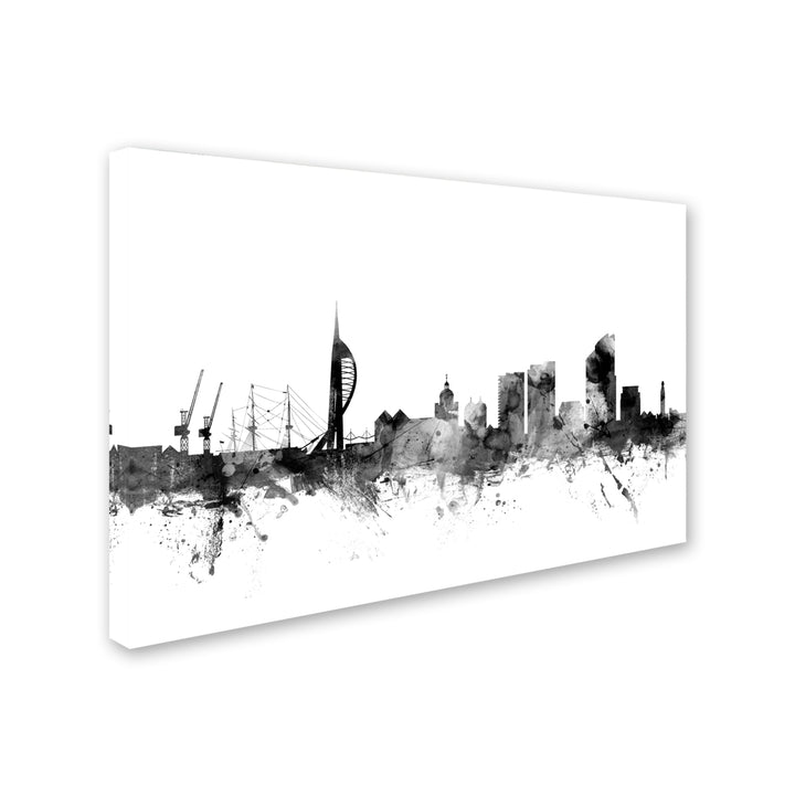 Michael Tompsett Portsmouth England Skyline BandW Canvas Art 16 x 24 Image 2