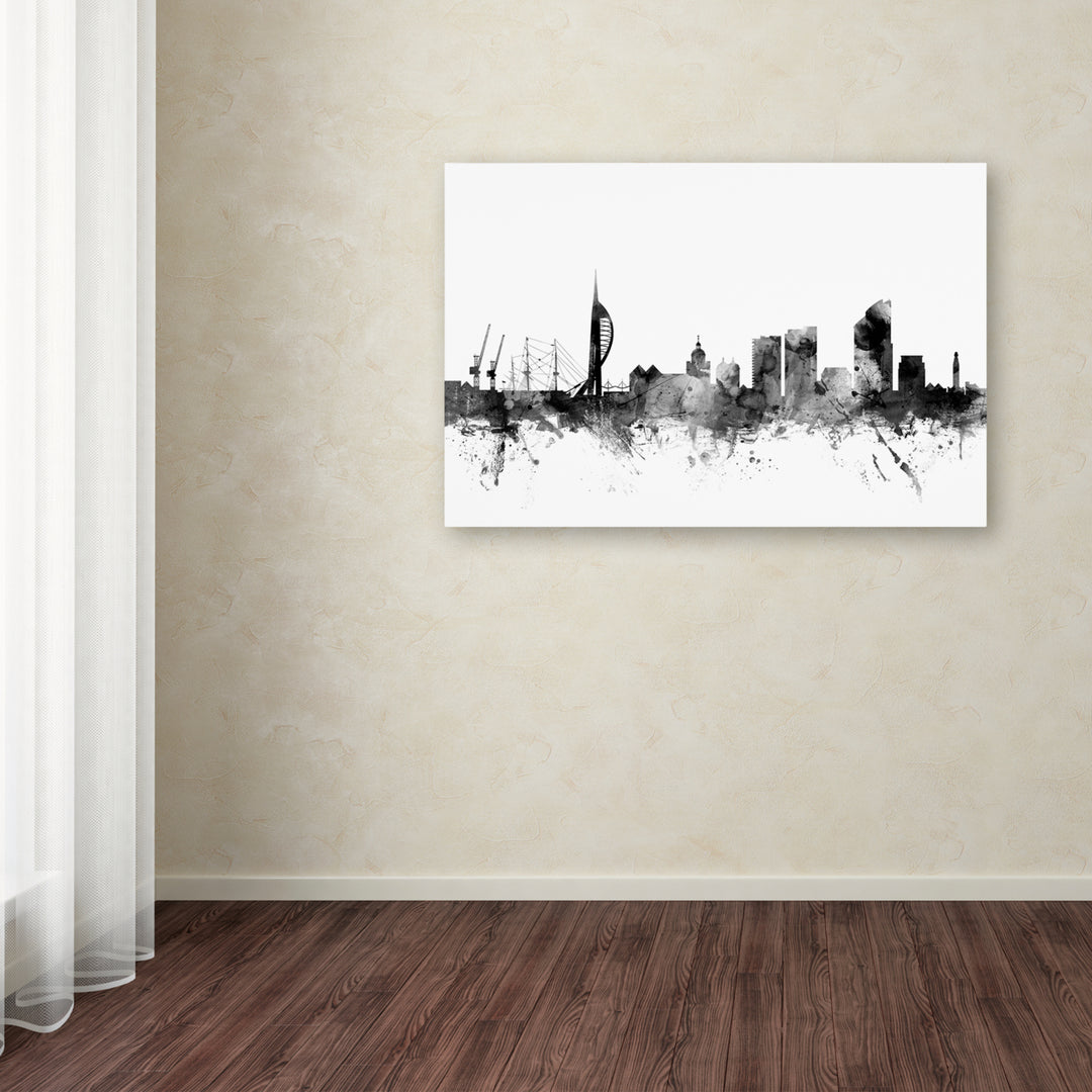 Michael Tompsett Portsmouth England Skyline BandW Canvas Art 16 x 24 Image 3