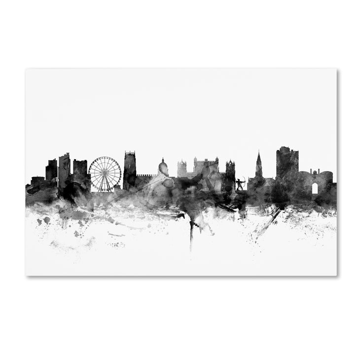 Michael Tompsett Nottingham England Skyline BandW Canvas Art 16 x 24 Image 1