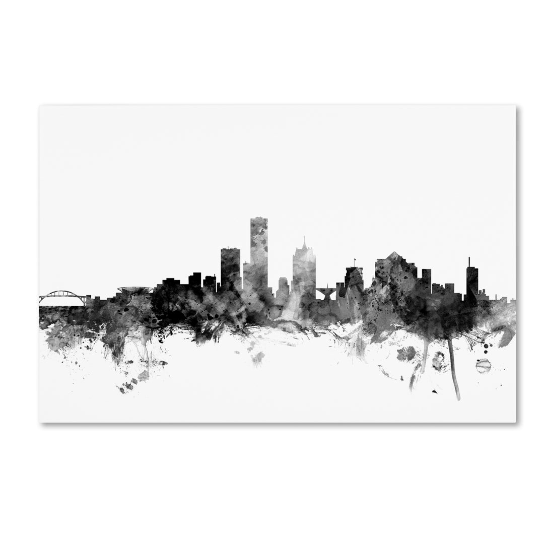 Michael Tompsett Milwaukee WI Skyline BandW Canvas Art 16 x 24 Image 1