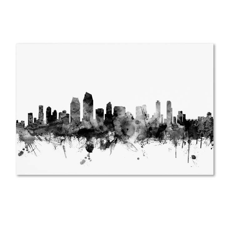 Michael Tompsett San Diego CA Skyline BandW Canvas Art 16 x 24 Image 1