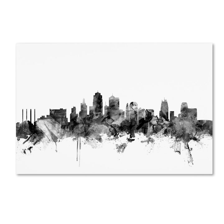 Michael Tompsett Kansas City Skyline BandW Canvas Art 16 x 24 Image 1