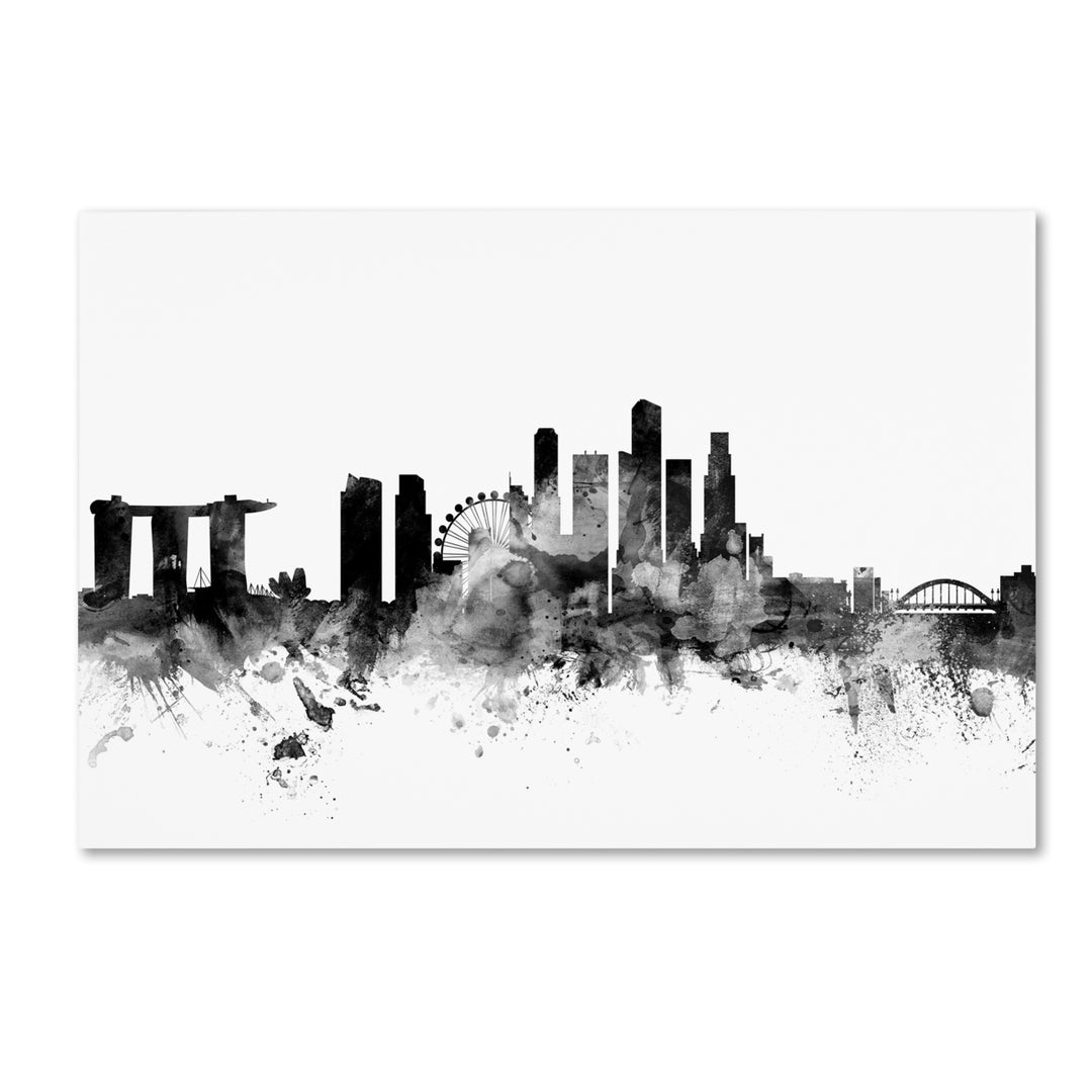 Michael Tompsett Singapore Skyline BandW Canvas Art 16 x 24 Image 1