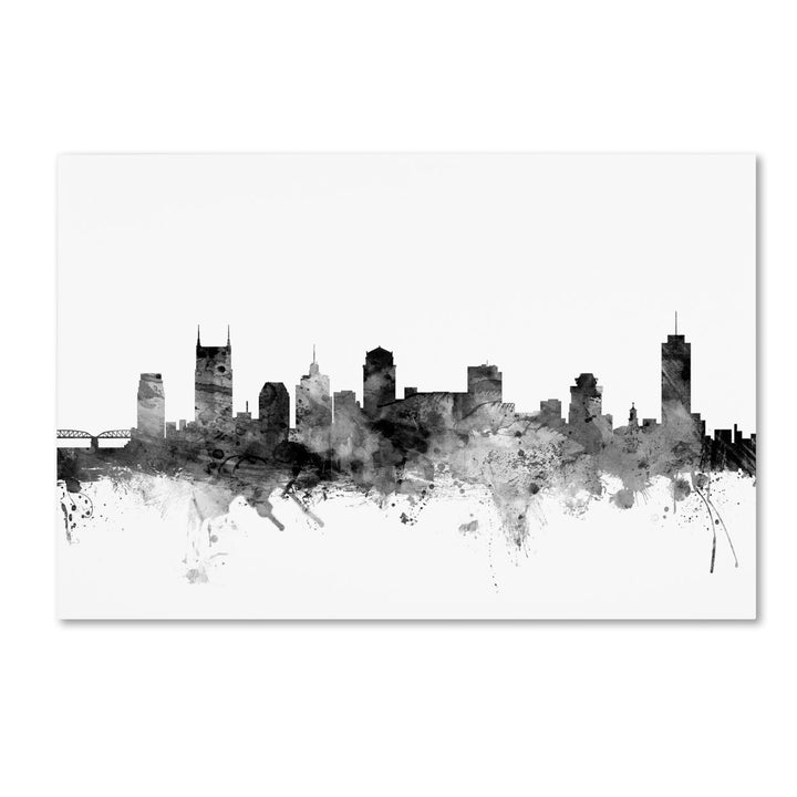 Michael Tompsett Nashville TN Skyline BandW Canvas Art 16 x 24 Image 1