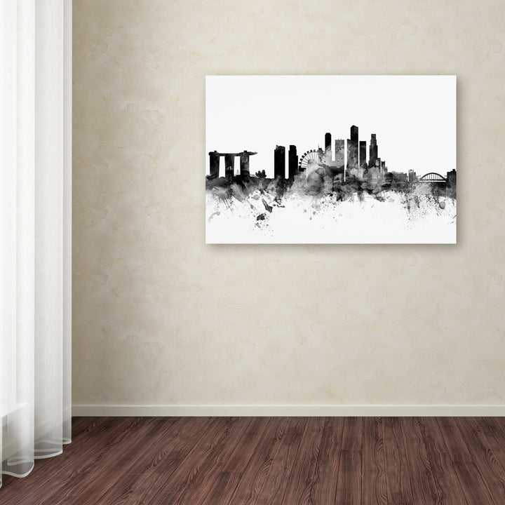 Michael Tompsett Singapore Skyline BandW Canvas Art 16 x 24 Image 3